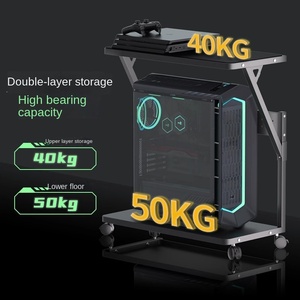 多機能PCタワー収納ラック - ダブルレイヤー高さ調節可能なローリングオーガナイザー（ホームオフィス用） - Product Image 4