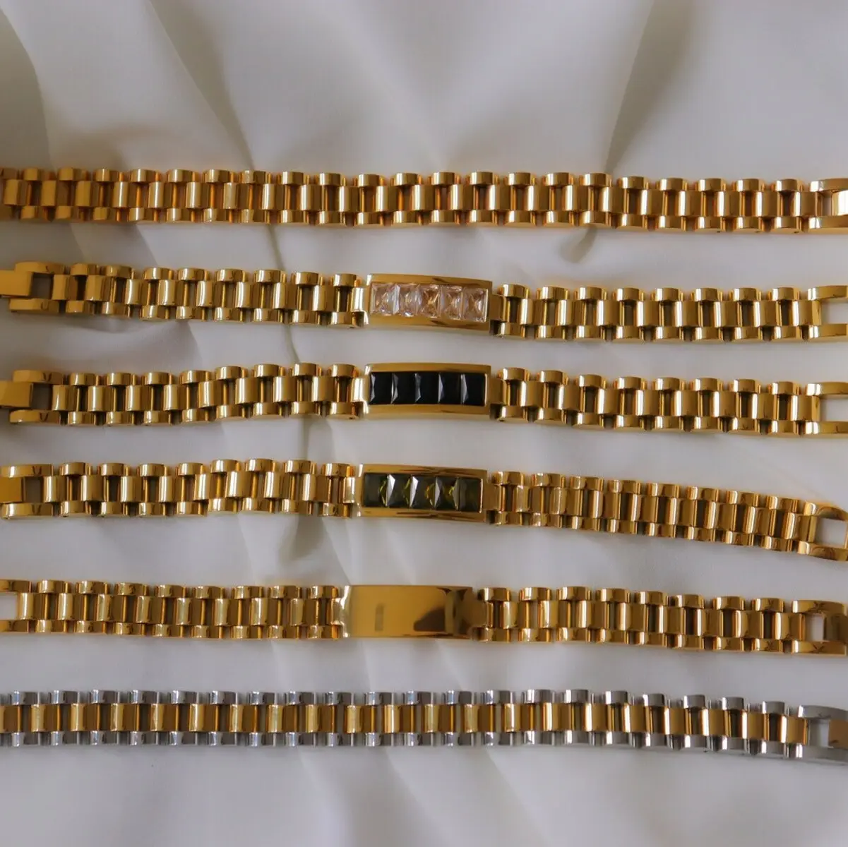 Hip Hop Cuban Watch Strap Bracelet Luxo Aço Inoxidável 18K Real Gold Thick Chain Jóias Pulseiras Para As Mulheres Jóias