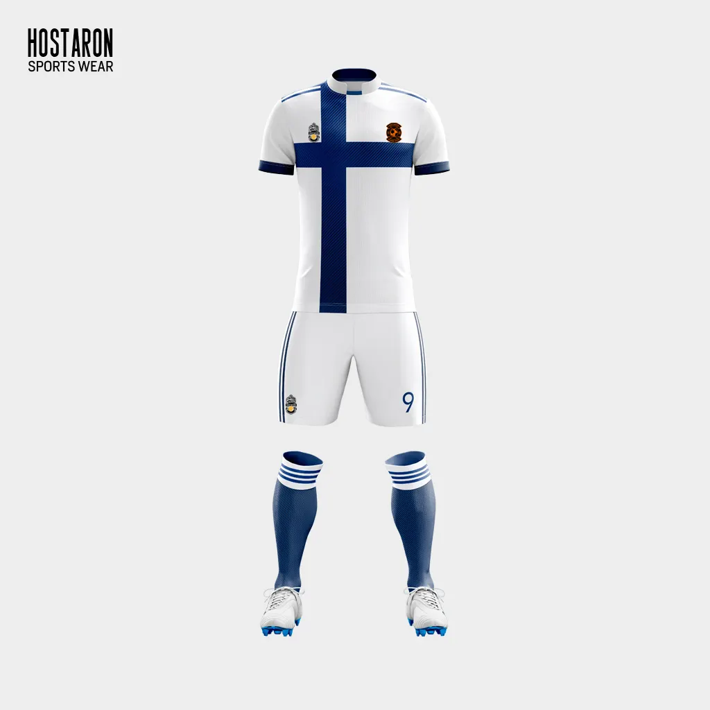 Hostaron Custom High Qantity Retro Heren Blank Voetbalclub Full Kit Voetbalteam Jersey Uniform Met Bedrukte Logo Nummer