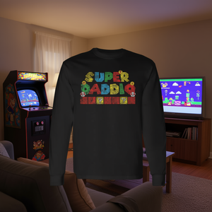 T-shirt à manches longues style Super Daddio Retro Gamer Dad - Product Image 3