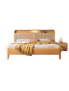 <span class=keywords><strong>Letto</strong></span> Moderno in Legno Massello Stile Nordico A082, Quercia Tailandese Importata, Misura King Size, Bianco Crema <span class=keywords><strong>con</strong></span> Testiera - Product Image 1
