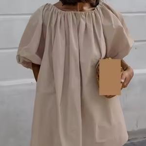 Vestido de Verano 2025 para Mujer, Etiqueta Personalizada, Casual, Sexy, de un Solo Hombro, 100% Lino y Algodón - Product Image 2