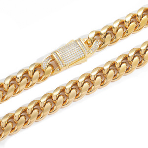 Hip Hop Stainless Steel 3D Cuban Link <b>Chain</b> with Zirconia Buckle <b>Titanium</b> Steel Necklace & Bracelet - Product Image 6