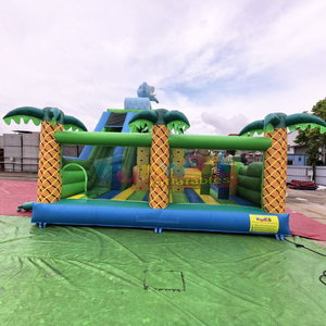 Castillo inflable comercial para fiestas infantiles, con tobogán, parque infantil inflable con temática de jungla y safari. - Product Image 2