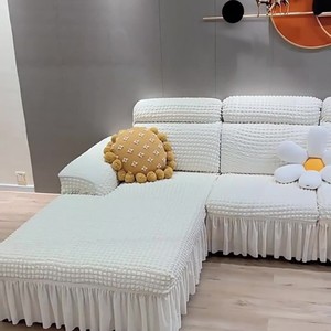 Funda de Sofá Acolchada de Color Sólido, Cobertura Total Antideslizante, Tela de Poliéster para Sala de Estar, Juego de Chaise Longue - Product Image 5