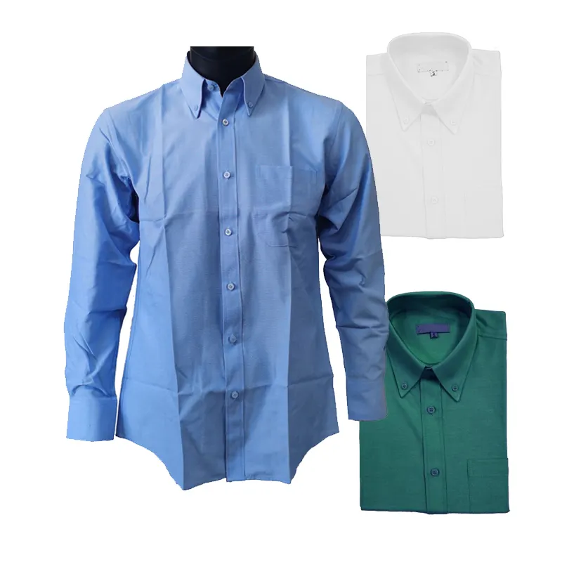 Özel nakış moda tam kollu elbise gömlek iş rahat Polo oxford erkek gömlek slim fit mavi