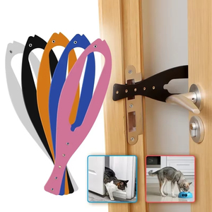 Adjustable Cat Door Lock No <b>Drill</b> Elastic Pet Door Stopper for Indoor Door Handle Anti-Dog PP Material - Product Image 1