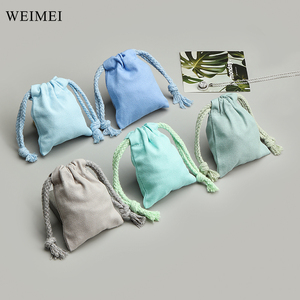 Sac d'emballage à cordon personnalisé WEIMEI avec logo imprimé, en coton mousseline naturel fin, pochette à bijoux - Product Image 1