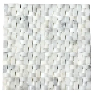 HZX镶嵌长六角白色设计大理石厨房喷水马赛克瓷砖
