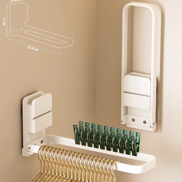 Percha plegable con ventosa, elegante color blanco, paquete de dos unidades.