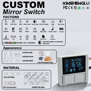Interrupteur de miroir intelligent à double capteur tactile LCD personnalisé OEM ODM, 12V DC 5A 60W, avec fonctions LED à intensité variable et anti-buée pour miroir de salle de bain - Product Image 1
