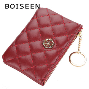 กระเป๋าใส่เหรียญผู้หญิง Boiseen สีแดงเข้ม กระเป๋าสตางค์แบบมีซิป ดีไซน์ทันสมัย ใช้งานได้หลากหลาย พร้อมพวงกุญแจและช่องใส่ของ - Product Image 5