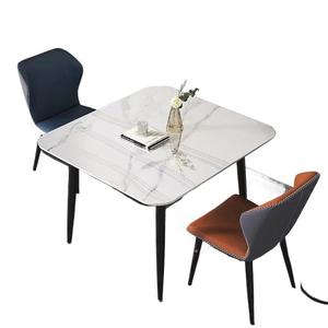 Juego de mesa y sillas de comedor de 4 piezas, moderno, con superficie de mármol, que ahorra espacio, para el hogar, apartamento pequeño, comedor - Product Image 5