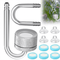 Difusor de CO2 de Aleación de Aluminio para Acuarios Plantados, Disco Cerámico de Microburbujas, Montaje en Borde en Forma de J, Resistente a la Corrosión