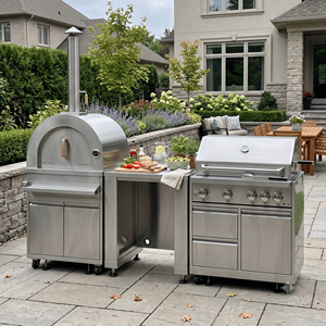 <span class=keywords><strong>Cuisine</strong></span> extérieure modulaire <span class=keywords><strong>professionnelle</strong></span> en forme de L, en acier inoxydable SS304, pour villa, avec évier - Product Image 1