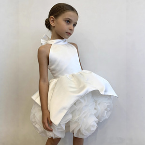 Платье-туника OUTONG для девочек в европейском и американском стиле, атласное, без рукавов, с бретелью через шею, для вечеринок, дней рождения и показов мод - Product Image 2