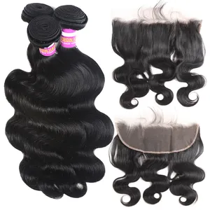 10A Body Wave Haar bündel mit 13x4 Lace Frontal 100% menschliches Haar Beste Qualität in gemischter Länge