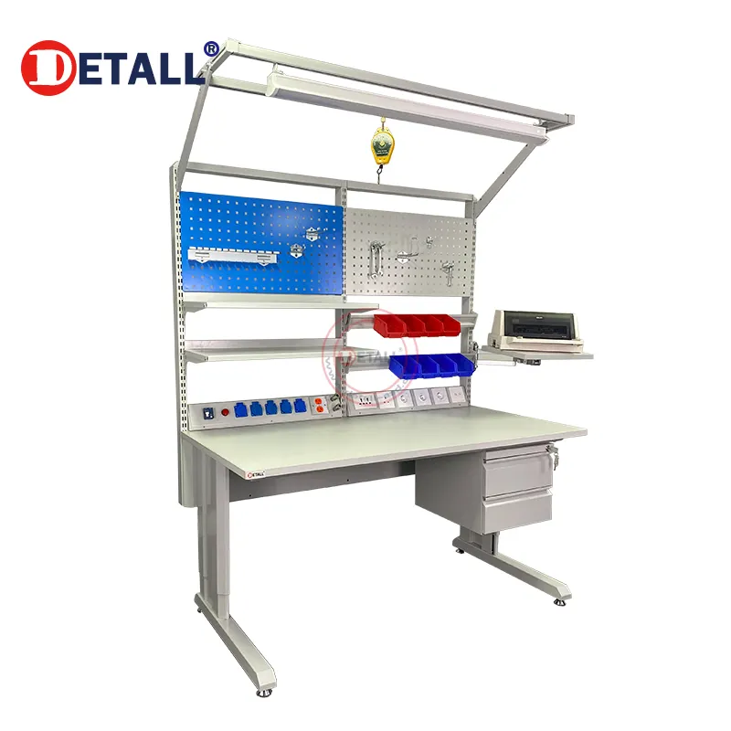 Detall Antistatic computer workbench furniture with led light and drawer