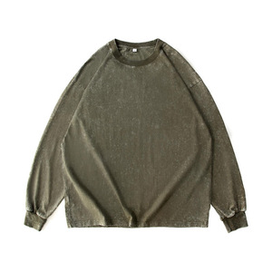 American Retro Washed Long Sleeve T-Shirt <b>Men</b> Loose Fit Cotton <b>Base</b> <b>Layer</b> Autumn Warm Casual Wear 230G - Product Image 3
