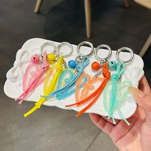 Bán Buôn Sáng Trái Tim Ren Keychain Với Tua Sợi Dây Thừng Và Chuông Đa Màu Sắc Nhựa Tình Yêu Keyring Hợp Thời Trang Cô Gái Túi Quyến Rũ - Product Image 4