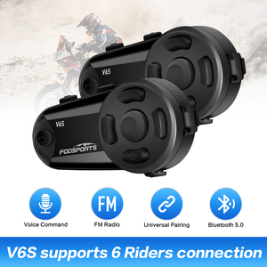 6 pilotos V6S Fodsports 1000m radio FM CVC reducción de ruido árbitro intercomunicador auriculares Bluetooth <span class=keywords><strong>V6</strong></span> intercomunicador - Product Image 2