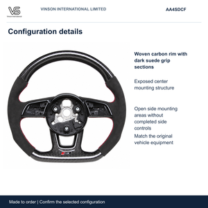 Volante de Fibra de Carbono para Audi A4, Configuración Seleccionada con Centro Abierto AA4SDCF - Product Image 2