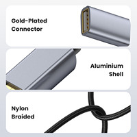 Cable de Extensión USB 2.0 A Macho a Hembra, Carcasa de Aluminio, Trenzado de Nailon, Carga Rápida de 3A, para Computadora, Escáner de Código de Barras, Reloj Inteligente