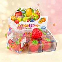 Jouet Squishy Créatif Anti-Stress, Jouet Sensoriel en Blocs de Construction, Jouet à Presser Fraise au Son Croustillant et Craquant