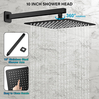 Ensemble de robinetterie de bain avec douchette à main encastrée murale en laiton et acier inoxydable 304, finition céramique noire, pommeau de douche carré, pour Canada et États-Unis