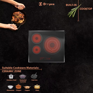 Placa de Cocina Vitrocerámica Eléctrica de 6500W con 3 Zonas, Integrada, para Cocina Doméstica - Product Image 5