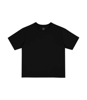 T-shirt en coton double épaisseur 250G, design court à épaules tombantes, haut streetwear tendance à col rond, motif vintage