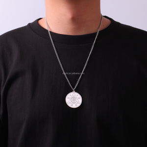 <strong>Abraxas</strong> Talisman Pendant Necklace Spirits Coin Charm Chain Spiritual Occult Amulet Jewelry Engraved Logo Disc Tag Charm Necklace - Product Image 6