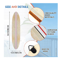 Décoration murale de planche de surf (3 pièces) 23,6" x 5,4" – Décoration de chambre sur le thème de la plage – Grande planche de surf en bois à suspendre – Art tropical hawaïen