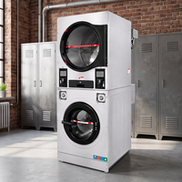 Lave-linge industriel avec sèche-linge superposé, à monnayeur, chauffage au gaz ou électrique, pour laverie automatique