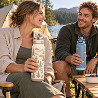Botol Termos MEDO Anti Bocor Dinding Ganda Vacuum Insulated Stainless Steel dengan Sedotan 18 25 32oz