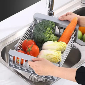 Égouttoir à vaisselle extensible en métal pour cuisine, panier multifonctionnel pour séchage de la vaisselle, vente en gros - Product Image 1