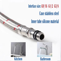 Tuyaux de plomberie modernes flexibles en acier inoxydable tressé G1/2 G3/8 G9/16 pour robinet mélangeur eau chaude/froide de lavabo/cuisine