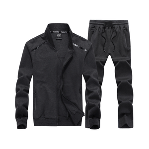 Trajes de <span class=keywords><strong>jogging</strong></span> de algodón Conjunto de chándales de 2 piezas Cortavientos en blanco Cintura elástica Chándal de hombre al aire libre de gran tamaño Precio de fábrica - Product Image 1