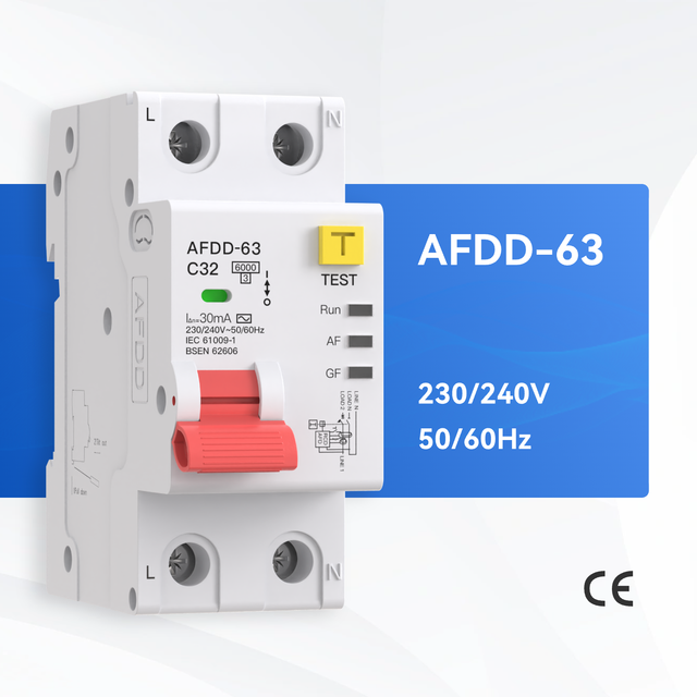 New Design 32A/40A/63A AFDD 2P 63A RCBO 16 Amp Circuit Breaker Mcb Arc Fault Detection Devices