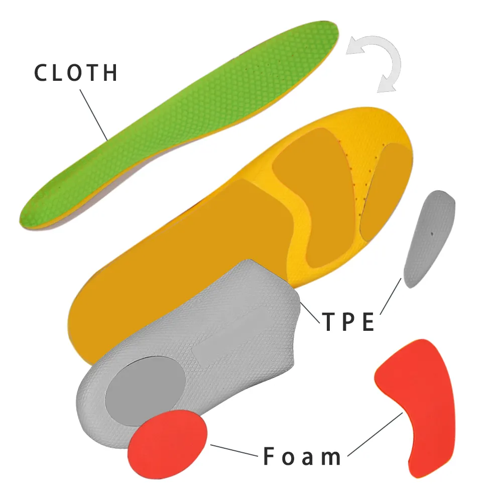 Sol dalam olahraga TPE silikon, dengan dukungan lengkungan dan busa pijat Plantar ortopedi untuk sepatu lari yang nyaman