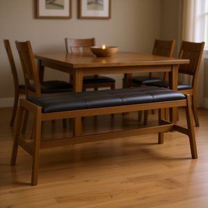 Panca da Pranzo in Legno Massello 50 Pollici con Seduta Imbottita in Ecopelle, Arredamento Moderno per Sala da Pranzo - Product Image 2