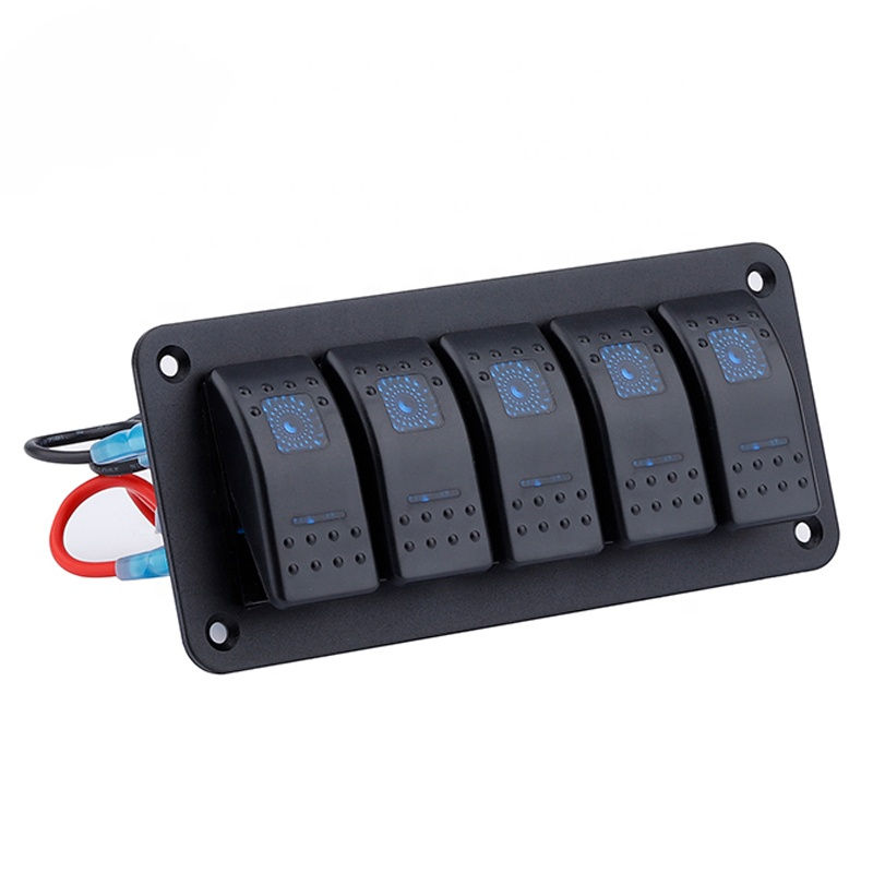 5 Way Rocker Switch 5 Gang Rocker Switch Panel - Waterproof 12V 24V DC