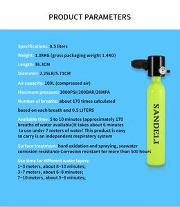 Bouteilles de plongée à oxygène de 0,5 L de conception nouvelle, utilisées en Chine. - Product Image 4