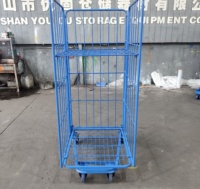 Conteneur de stockage pliable personnalisable pour la logistique d'entrepôt, chariot à roulettes à 4 côtés, empilable, avec roues