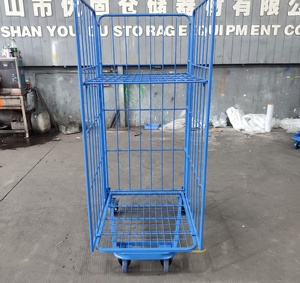 Conteneur <span class=keywords><strong>de</strong></span> stockage pliable personnalisable pour la logistique d'entrepôt, chariot à roulettes à 4 côtés, empilable, avec roues - Product Image 3