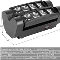 Projecteur de scène LED Mini Spider RGBW 40W rotatif à tête mobile, lumière de disco à faisceau sonore, équipement DJ DMX512