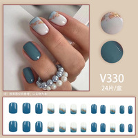 Faux ongles carrés courts blanc laiteux à presser, fabriqués à la machine en ABS, 24 pièces, avec feuille d'or brillante, style coréen