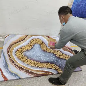 ภาพวาดอะคริลิคพื้นผิวมหาสมุทร 3 มิติบทคัดย่อศิลปะผนังชายฝั่งภาพวาดผ้าใบชายหาด