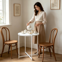 Table d'appoint ronde en métal, table d'appoint avec structure en X, petite table basse décorative pour salon, chambre, balcon