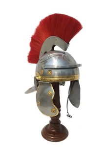 Casque romain médiéval d'Halloween, armure de casque romain Leonidas avec plume, armure de casque romain avec plume rouge en acier - Product Image 4